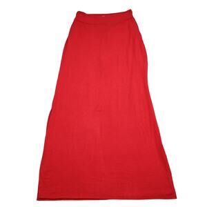 Imagenation Skirt Womens L Red Banded Waist Side Slits Casual Pull On Maxi